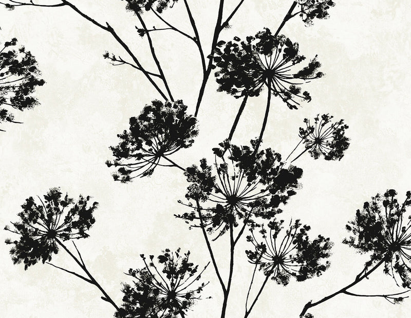 media image for Dandelion Floral Peel & Stick Wallpaper in Ebony 231