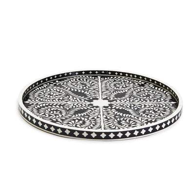 product image of black and white decorative round serving tray 1 598