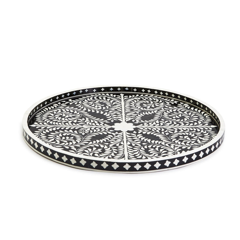 media image for black and white decorative round serving tray 1 296