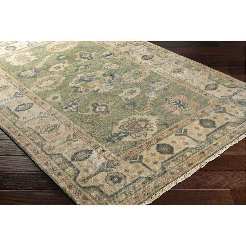 media image for Hillcrest HIL-9017 Hand Knotted Rug in Dark Green & Bright Yellow by Surya 249