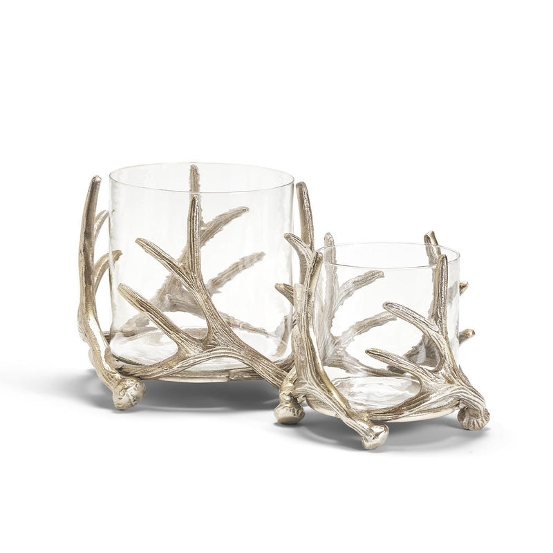 media image for antiqued silver antler hand crafted hurricanes set of 2 3 250