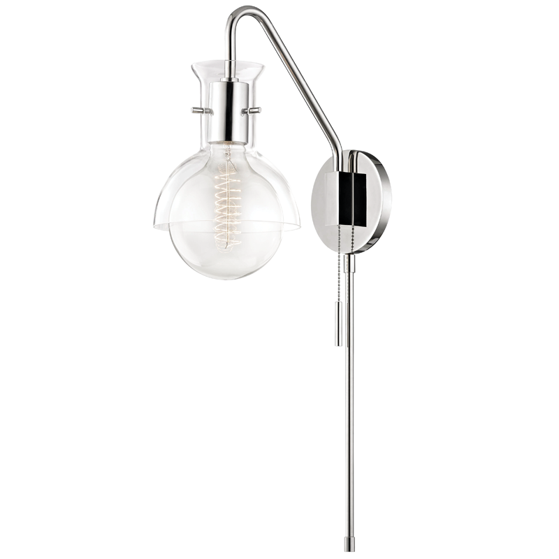 media image for riley 1 light wall sconce with plug with glass by mitzi 3 221
