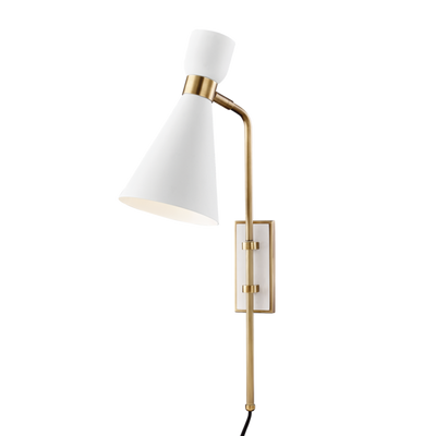product image for willa 1 light wall sconce with plug by mitzi hl295101 agb wh 1 61