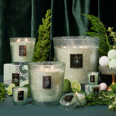 product image for white cyprus petite pedestal candle 3 14