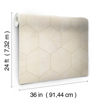 product image for Hexagram Wood Veneer Wallpaper in Ivory 16