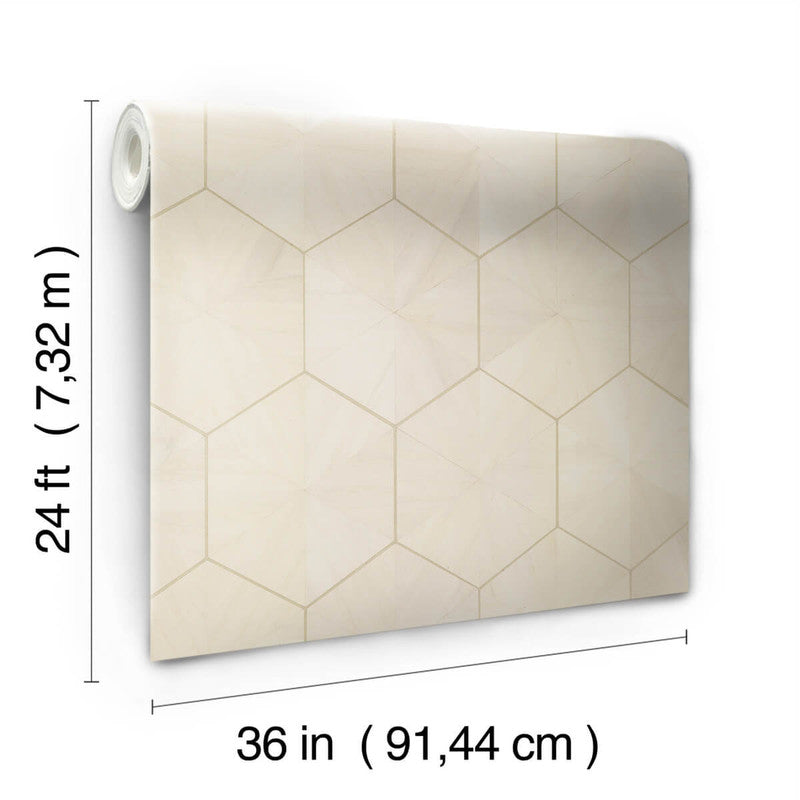 media image for Hexagram Wood Veneer Wallpaper in Ivory 20