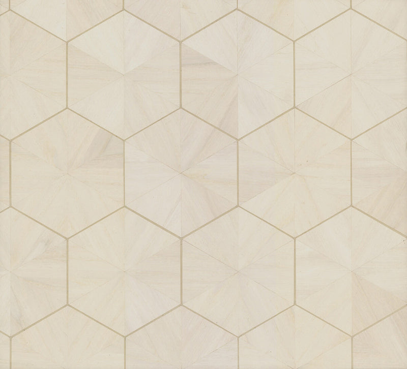 media image for Hexagram Wood Veneer Wallpaper in Ivory 23