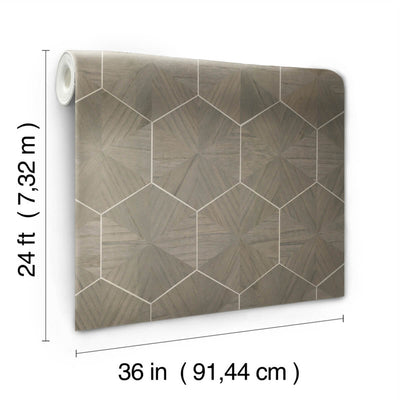 product image for Hexagram Wood Veneer Wallpaper in Caper 55