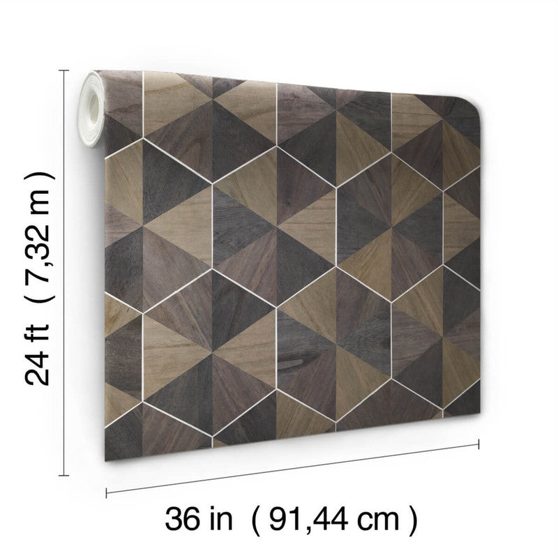 media image for Hexagram Wood Veneer Wallpaper in Smoke 281