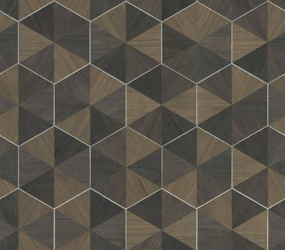 product image of Hexagram Wood Veneer Wallpaper in Smoke 596