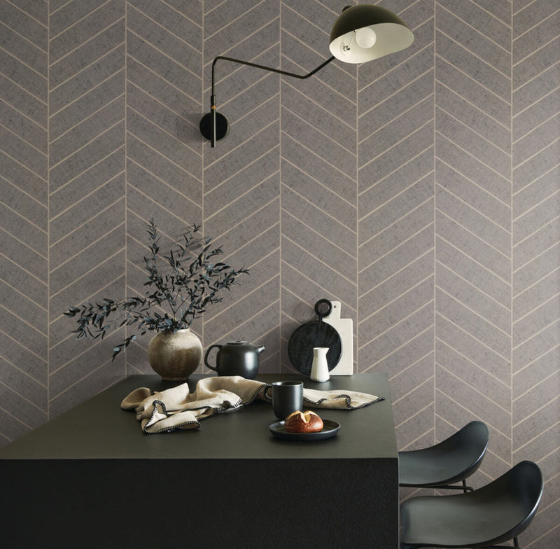 media image for Atelier Herringbone Wallpaper in Natural Grey 215