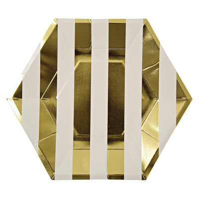 product image of gold stripe large plates by meri meri 1 575
