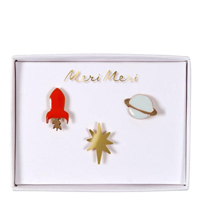 product image of space enamel lapel pins by meri meri 1 556