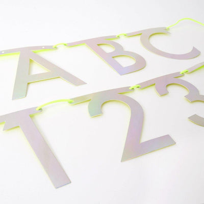 product image for silver holographic letter garland kit by meri meri 2 11