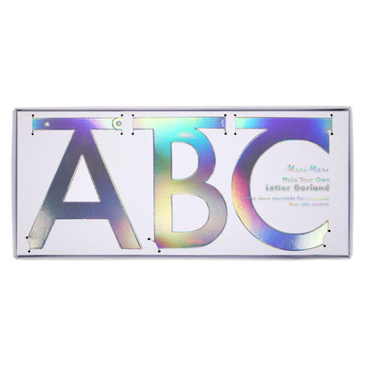product image for silver holographic letter garland kit by meri meri 4 17