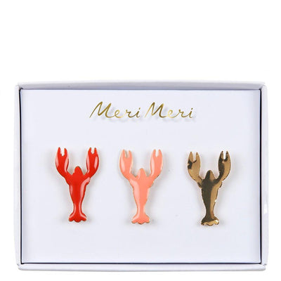 product image of lobster enamel lapel pins by meri meri 1 515