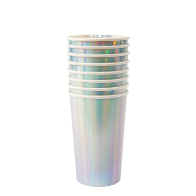 product image for silver holographic highball cups by meri meri 2 84