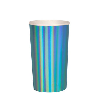 product image for blue holographic highball cups by meri meri 1 1