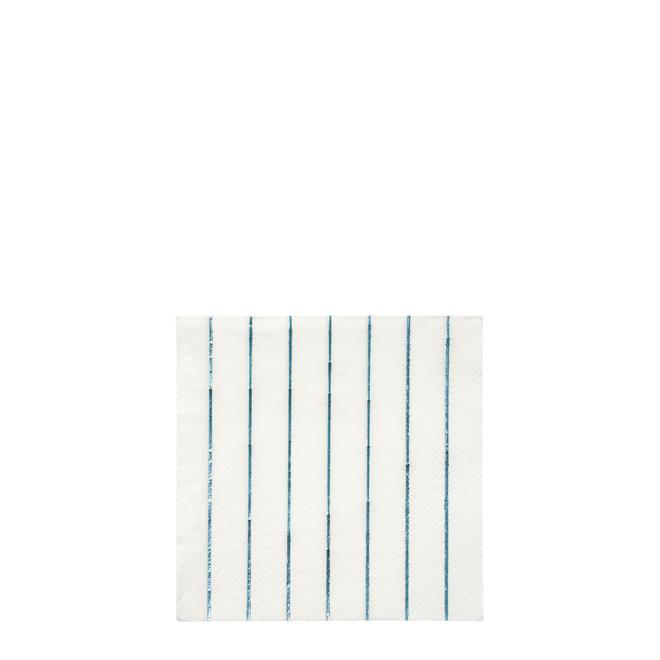 media image for blue holographic stripe small napkins by meri meri 1 289
