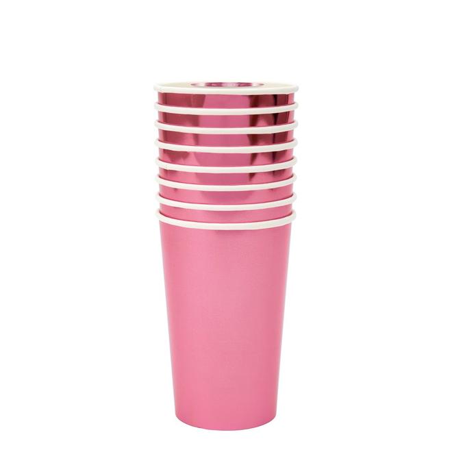 media image for metallic pink highball cups by meri meri 2 231