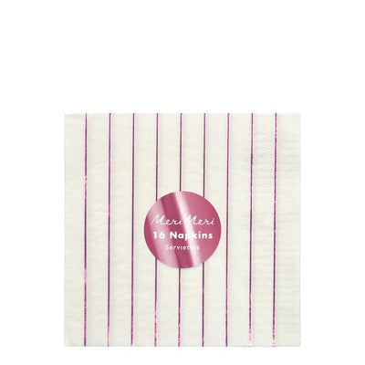 product image for metallic pink stripe large napkins by meri meri 2 5