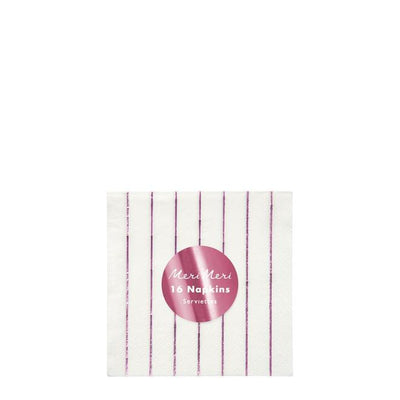 product image for metallic pink stripe small napkins by meri meri 2 73