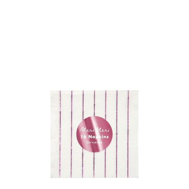 media image for metallic pink stripe small napkins by meri meri 2 234
