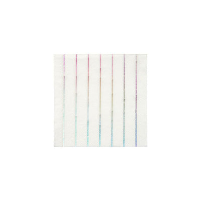 product image of silver holographic stripe small napkins by meri meri 1 577