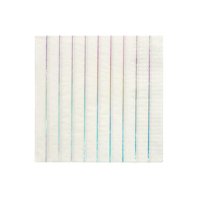 product image of silver holographic stripe large napkins by meri meri 1 573