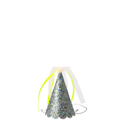 product image for silver sparkle mini party hats by meri meri 1 48