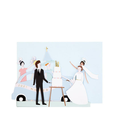 product image for just married concertina card by meri meri 2 23