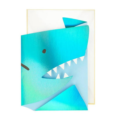 product image of metallic shark concertina card by meri meri 1 596