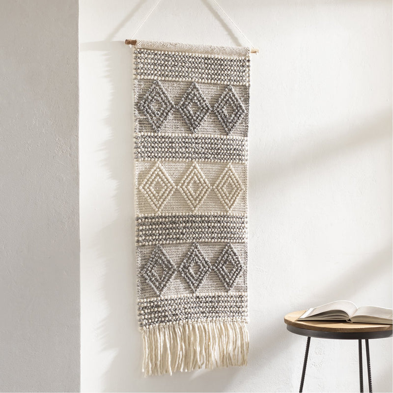 media image for Hygge HYG-1000 Hand Woven Wall Hanging in White & Charcoal by Surya 269