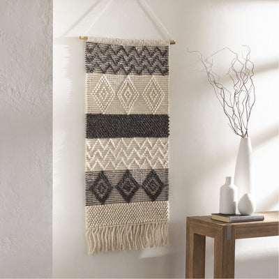 product image for Hygge HYG-1001 Hand Woven Wall Hanging in White & Charcoal by Surya 45