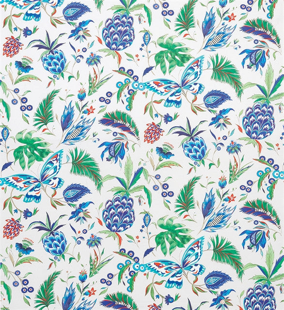 media image for Habanera Fabric in Pale Pebble and Ultramarine by Matthew Williamson for Osborne & Little 216
