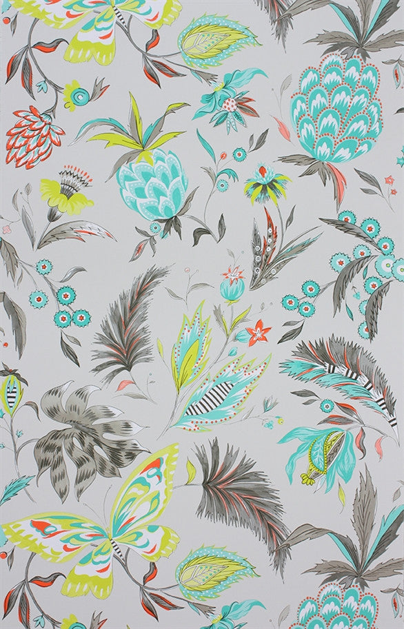 media image for Habanera Wallpaper in Ivory, Jade, and Neon by Matthew Williamson for Osborne & Little 258