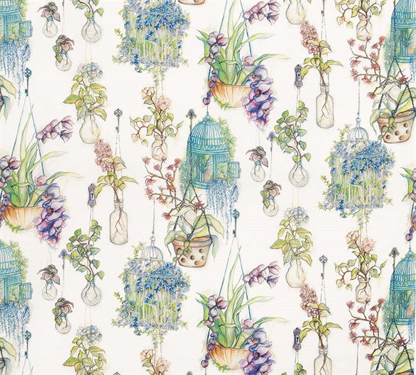 media image for Hanging Gardens Fabric in Forest and Violet from the Enchanted Gardens Collection by Osborne & Little 288