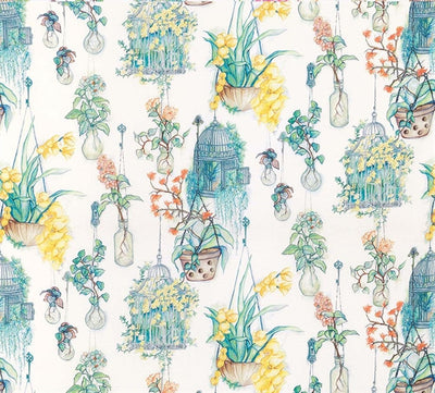 product image for Hanging Gardens Fabric in Lemon and Coral from the Enchanted Gardens Collection by Osborne & Little 39