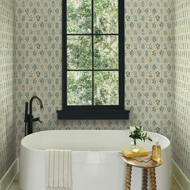 Shop Hawthorne Wallpaper in Blue-Green from the Rifle Paper Co ...