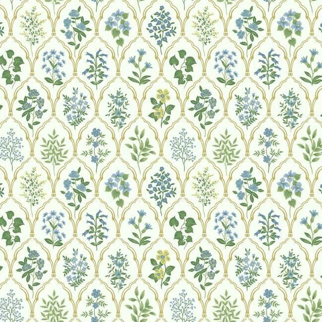 media image for Hawthorne Wallpaper in Blue-Green from the Rifle Paper Co. Collection by York Wallcoverings 272