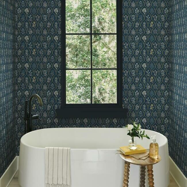 media image for Hawthorne Wallpaper in Navy and Gold from the Rifle Paper Co. Collection by York Wallcoverings 23