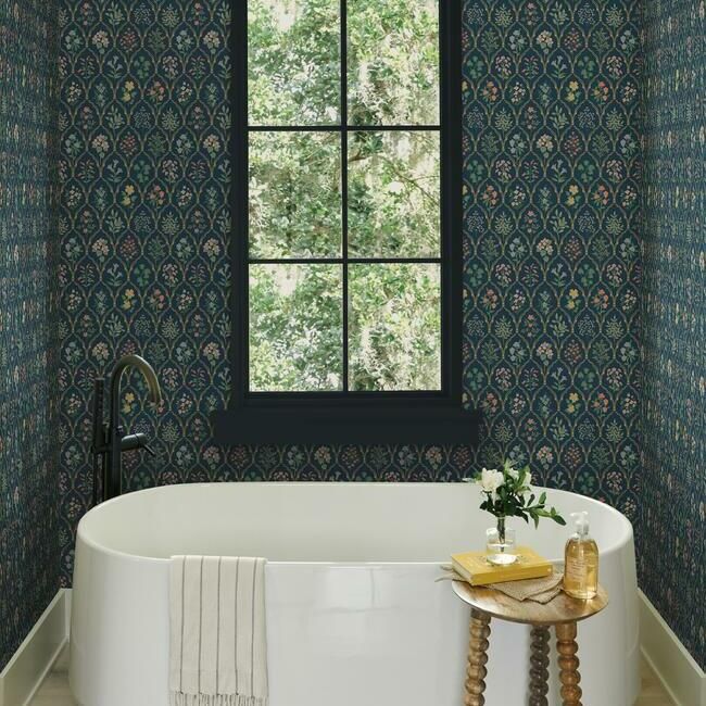 media image for Hawthorne Wallpaper in Navy from the Rifle Paper Co. Collection by York Wallcoverings 236