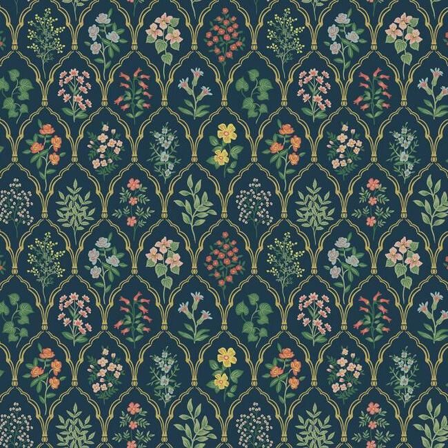 media image for sample hawthorne wallpaper in navy from the rifle paper co collection by york wallcoverings 1 266
