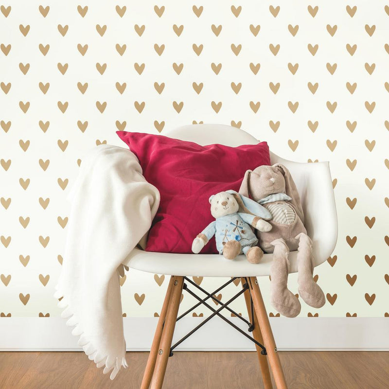 media image for Heart Spot Peel & Stick Wallpaper in Gold by RoomMates for York Wallcoverings 260