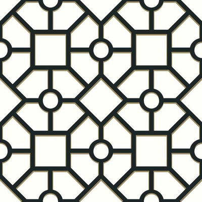 product image for Hedgerow Trellis Peel & Stick Wallpaper in Black and Gold by York Wallcoverings 63