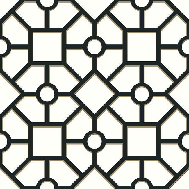 media image for Hedgerow Trellis Peel & Stick Wallpaper in Black and Gold by York Wallcoverings 239