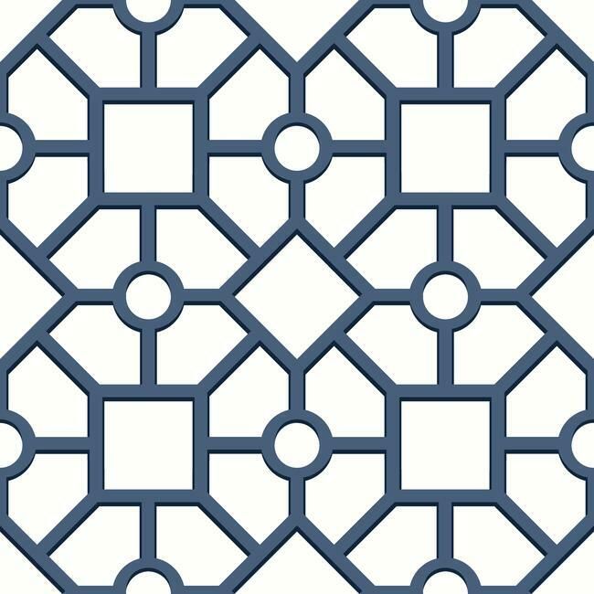 media image for Hedgerow Trellis Peel & Stick Wallpaper in Navy by York Wallcoverings 213