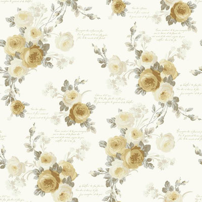 product image of Heirloom Rose Wallpaper in Gold and Neutrals from the Magnolia Home Collection by Joanna Gaines 586