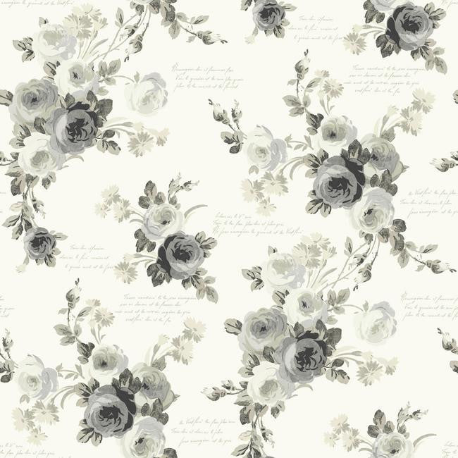 media image for Heirloom Rose Wallpaper in Grey and Neutrals from the Magnolia Home Collection by Joanna Gaines 274