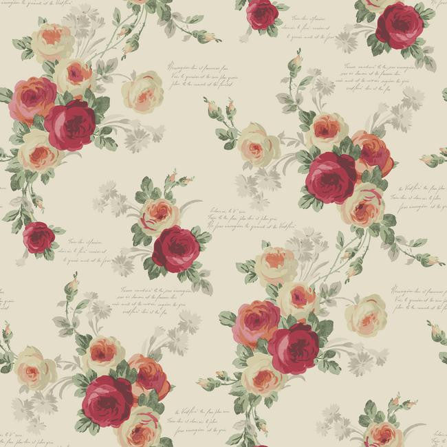 media image for Heirloom Rose Wallpaper in Reds and Beige from the Magnolia Home Collection by Joanna Gaines 25
